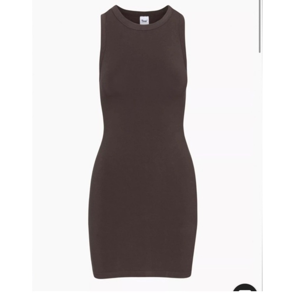 Tna Aritzia Tank Mini Dress Mocha Brown Sleeveless Size Medium Organic Cotton‎